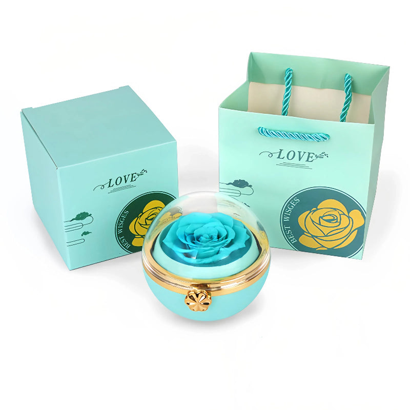 Rotating Forever Rose Round Box - W/ Promise Ring