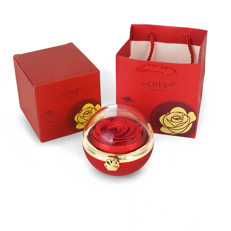 Rotating Forever Rose Round Box - W/ Promise Ring