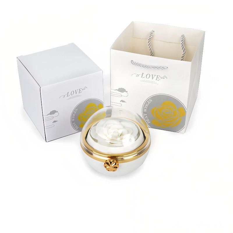 Rotating Forever Rose Round Box - W/ Promise Ring