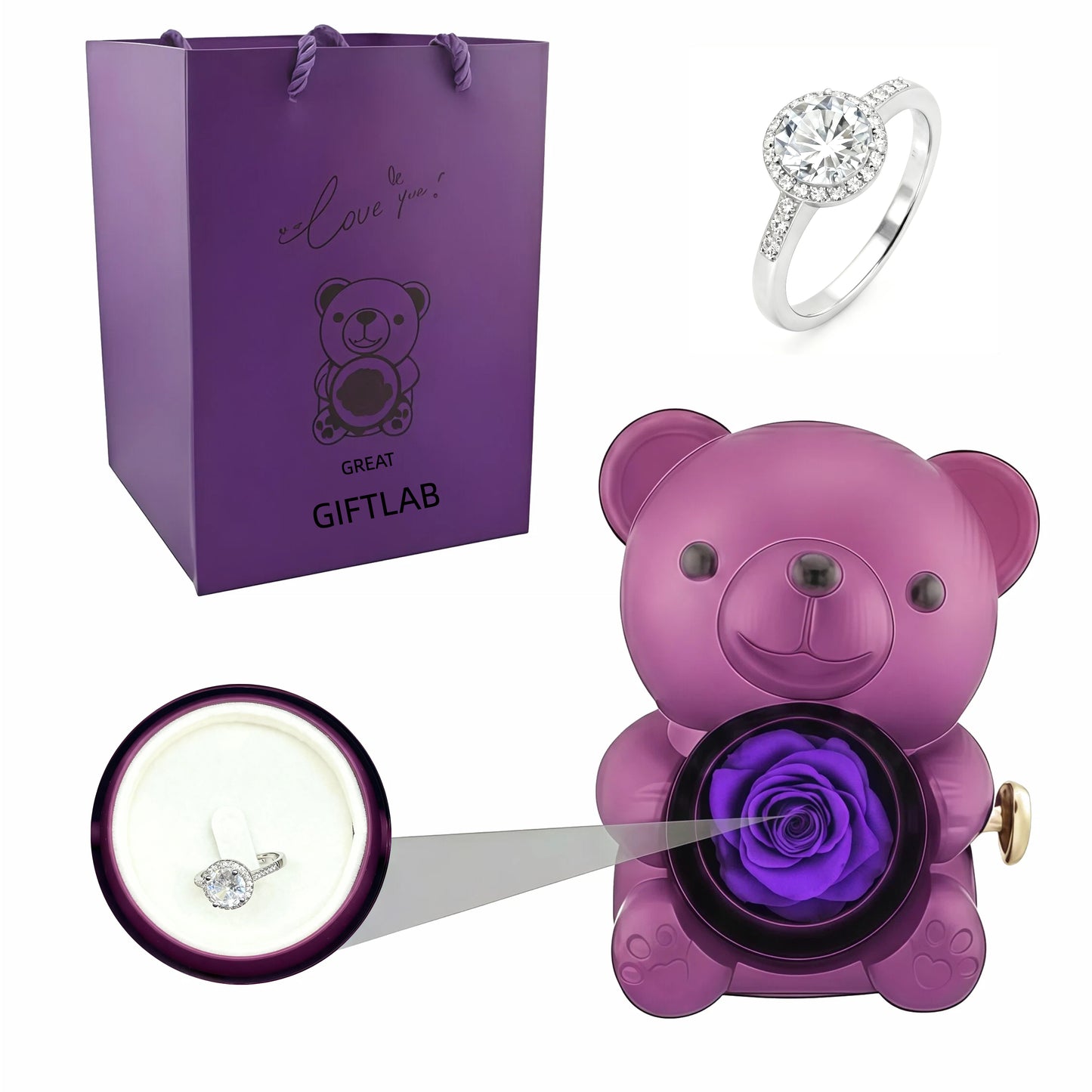 Forever Rose Bear - W/ Promise Ring