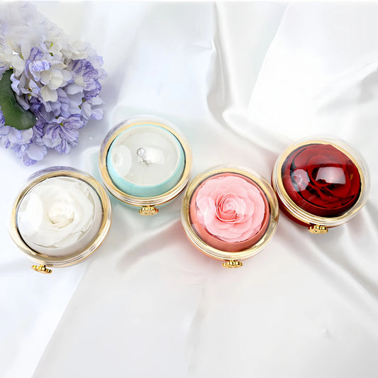 Rotating Forever Rose Round Box - W/ Promise Ring