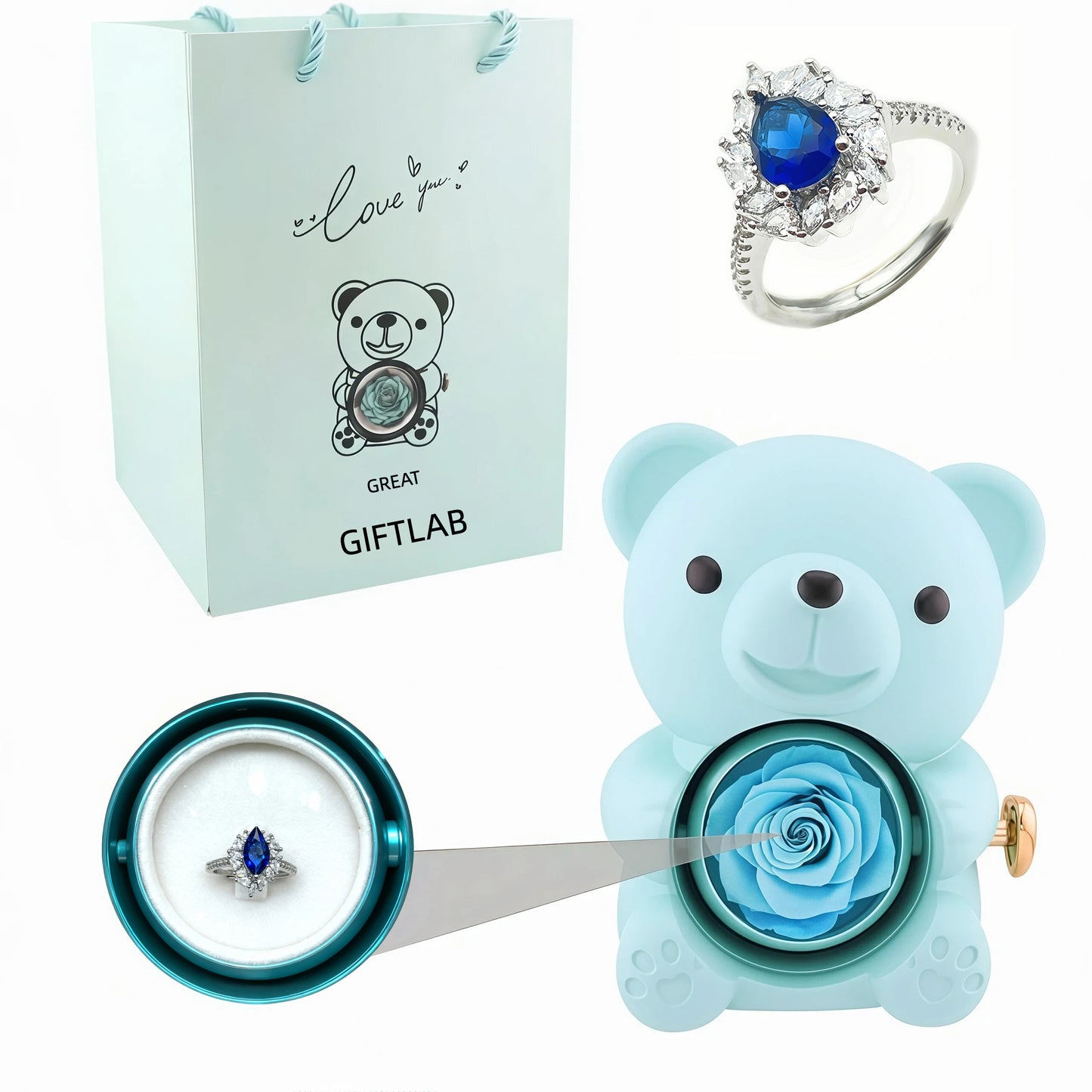 Forever Rose Bear - W/ Promise Ring