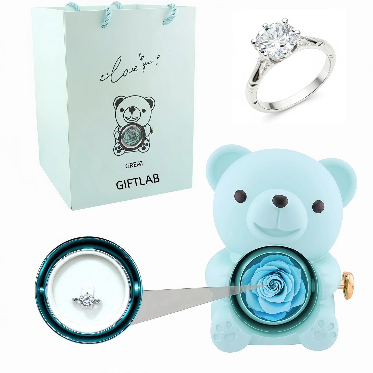 Forever Rose Bear - W/ Promise Ring