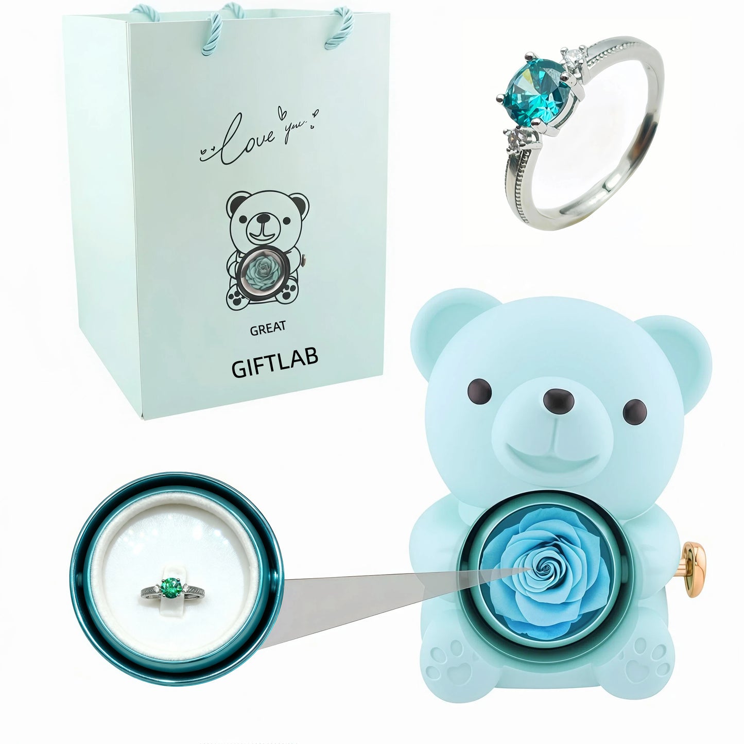 Forever Rose Bear - W/ Promise Ring