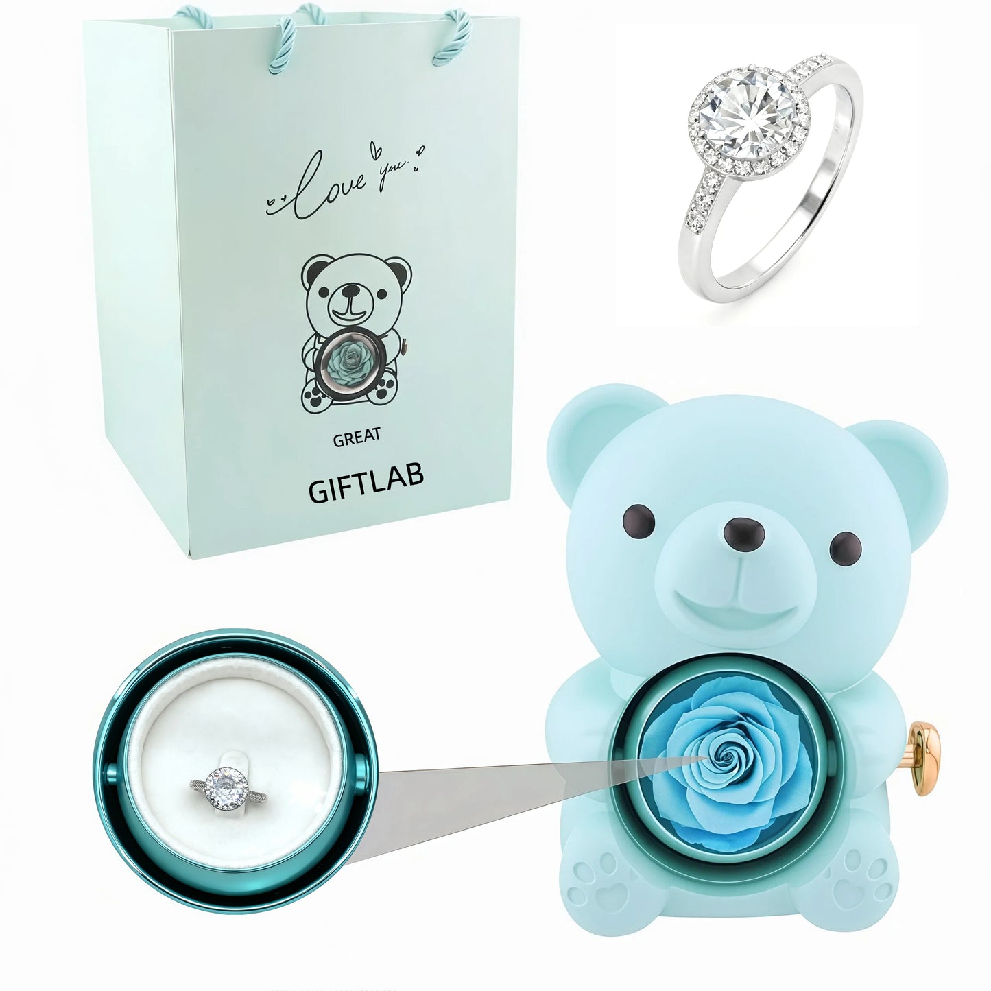 Forever Rose Bear - W/ Promise Ring