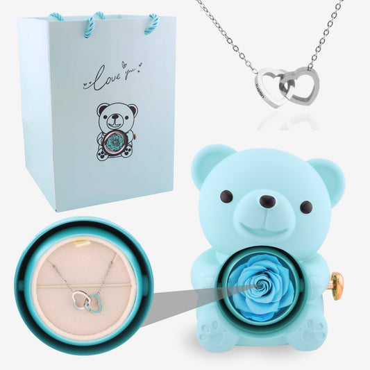 Forever Rose Bear - Engraved Necklace