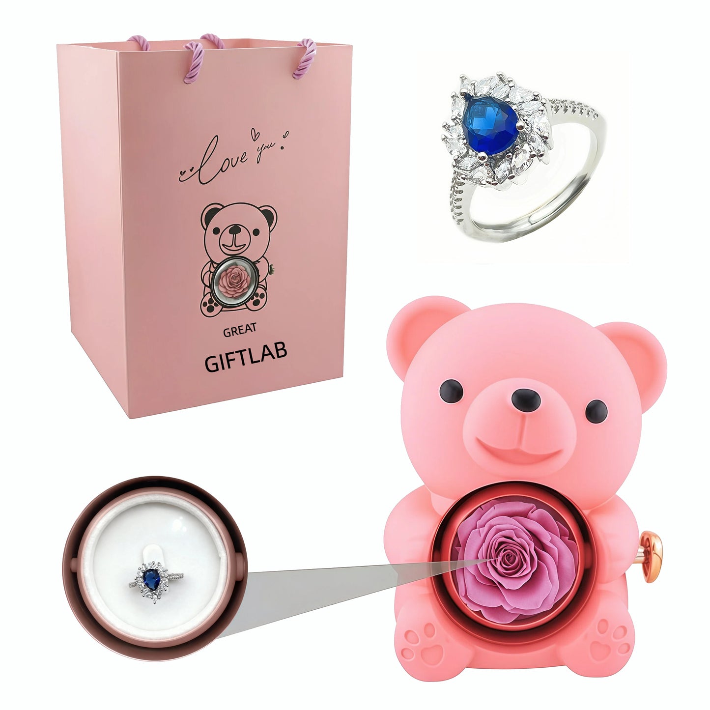 Forever Rose Bear - W/ Promise Ring