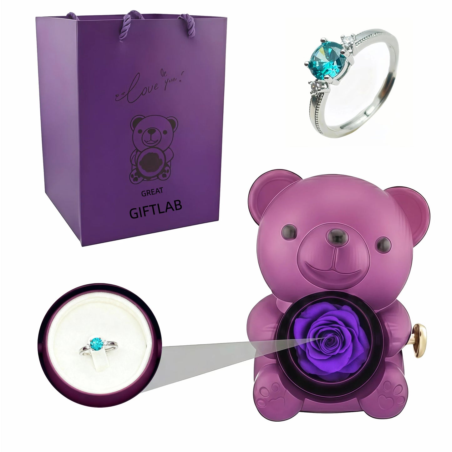 Forever Rose Bear - W/ Promise Ring