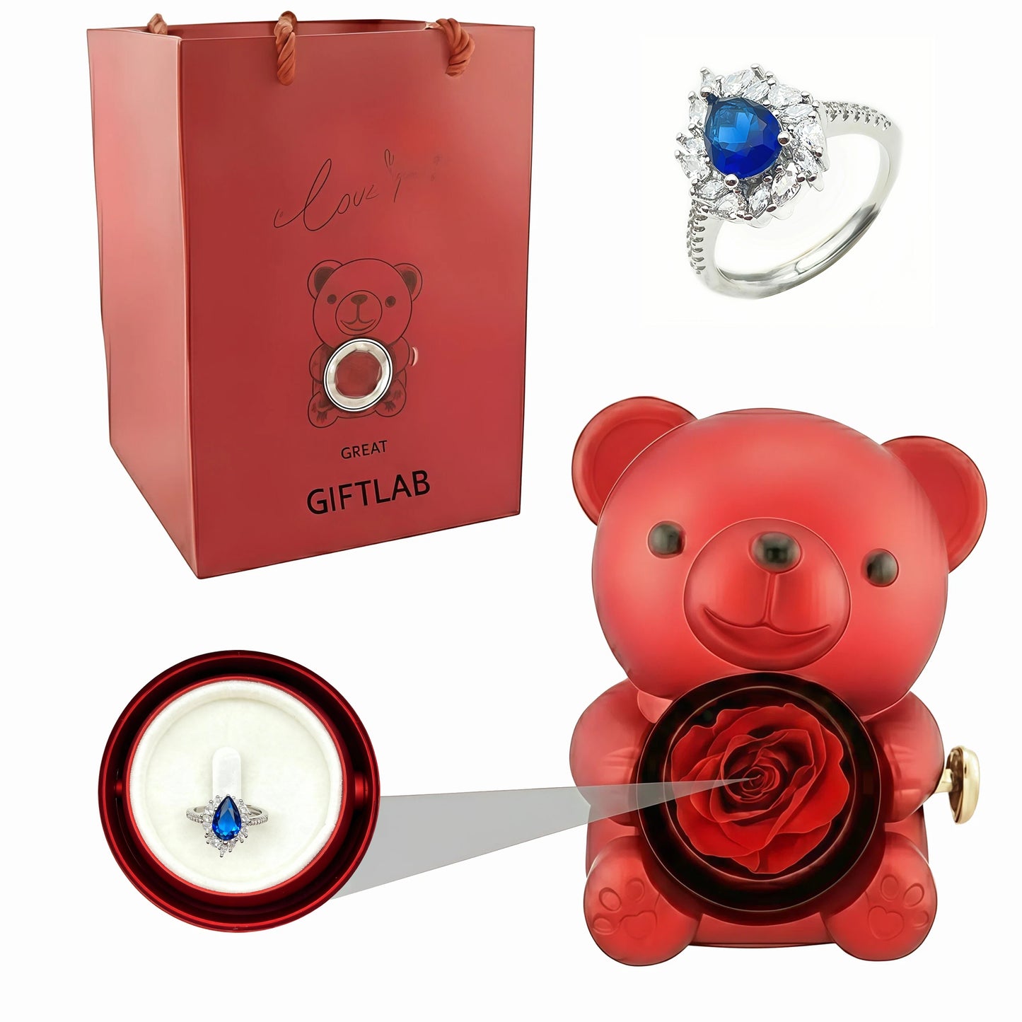 Forever Rose Bear - W/ Promise Ring