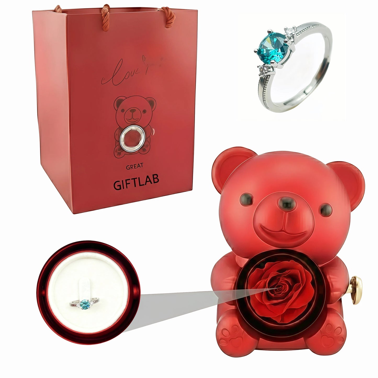 Forever Rose Bear - W/ Promise Ring