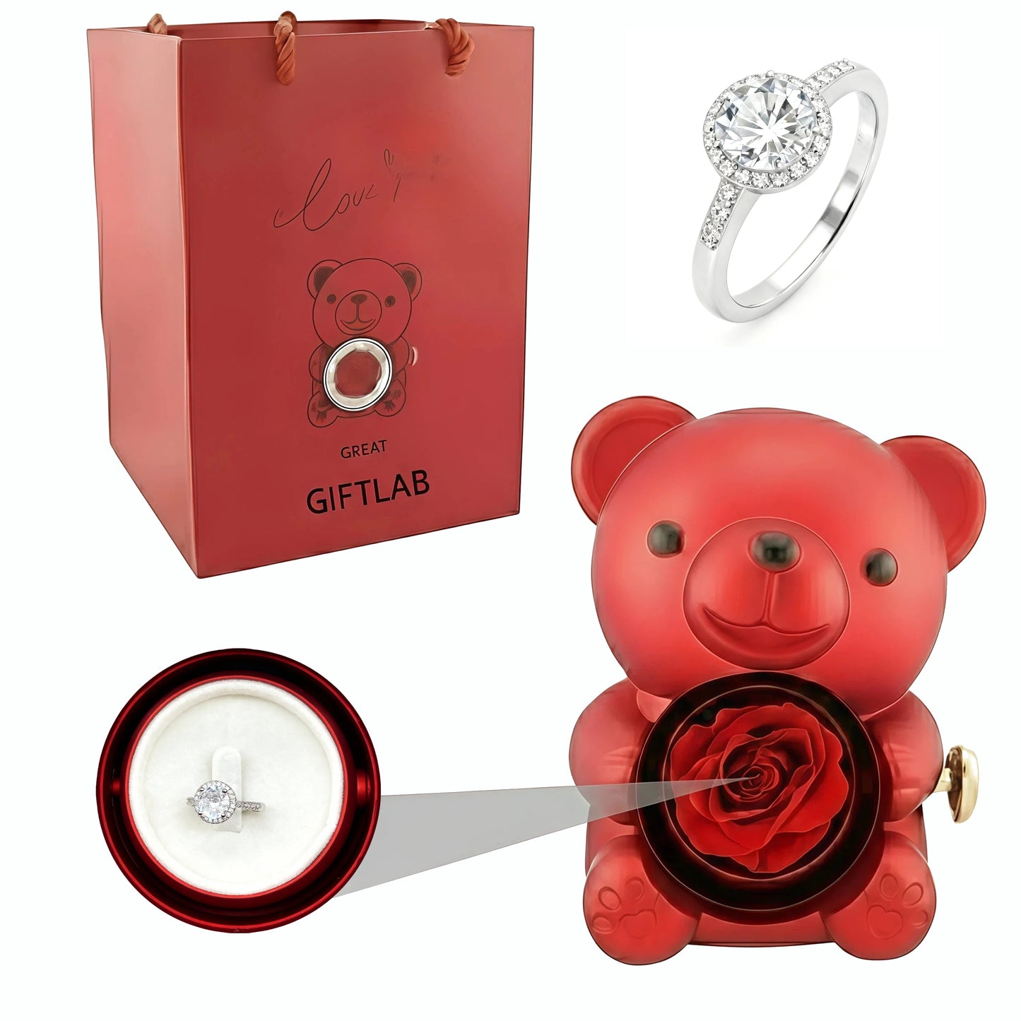 Forever Rose Bear - W/ Promise Ring