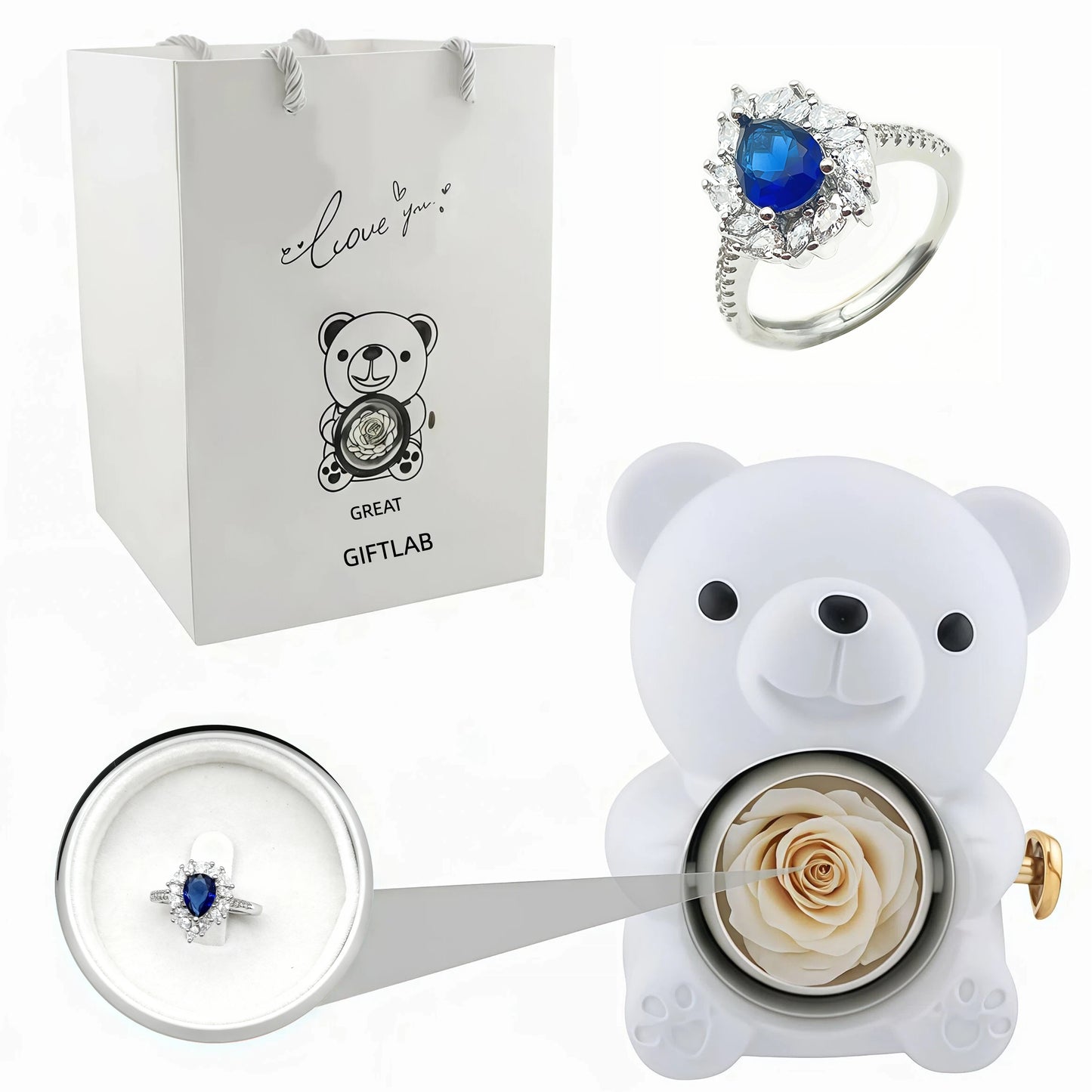 Forever Rose Bear - W/ Promise Ring