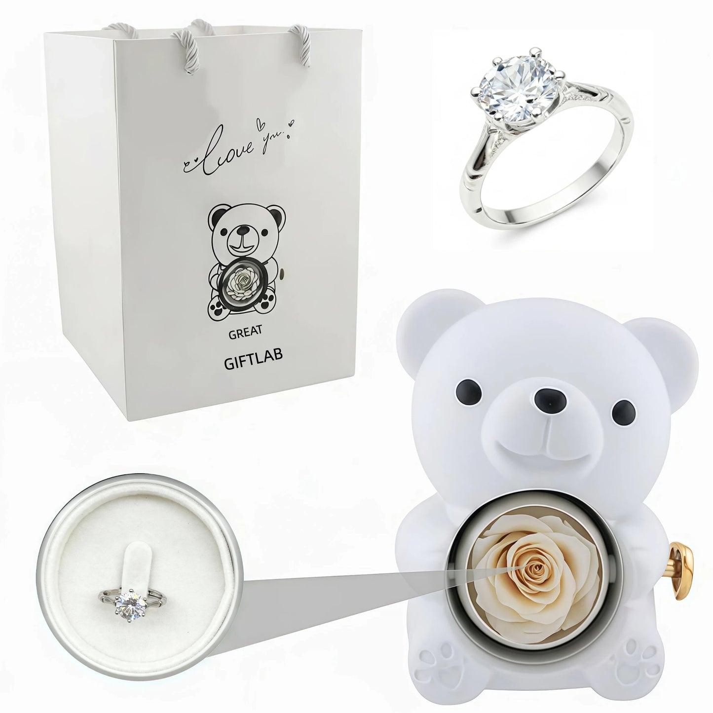 Forever Rose Bear - W/ Promise Ring