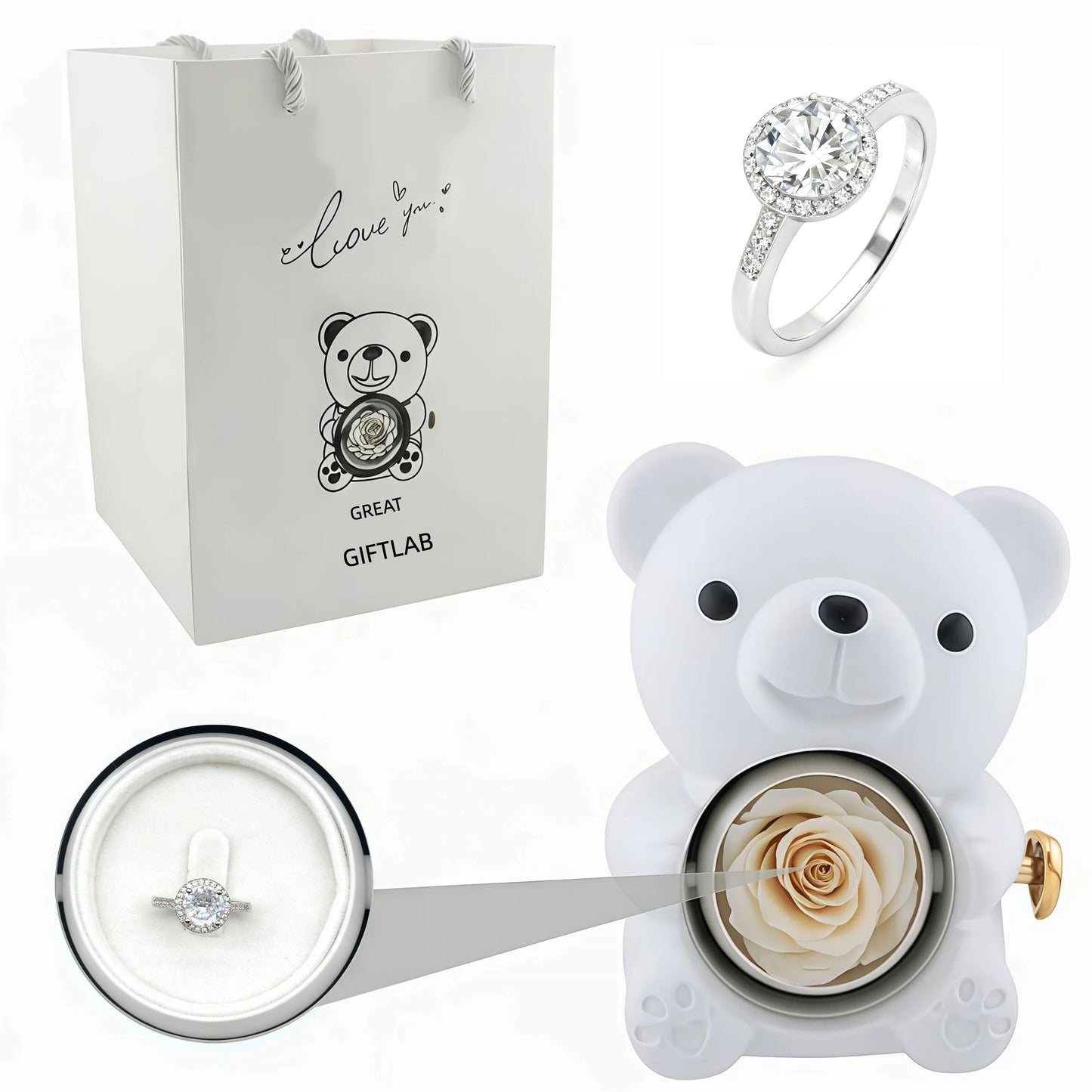 Forever Rose Bear - W/ Promise Ring